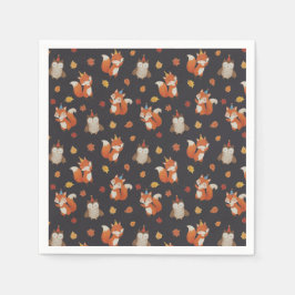 Guardanapo De Papel Foxes and Owl Woodland Fall Kids Birthday Party