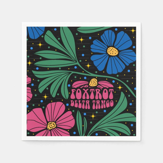 Guardanapo De Papel Foxtrot Delta Tango Flower Boho (Frente)