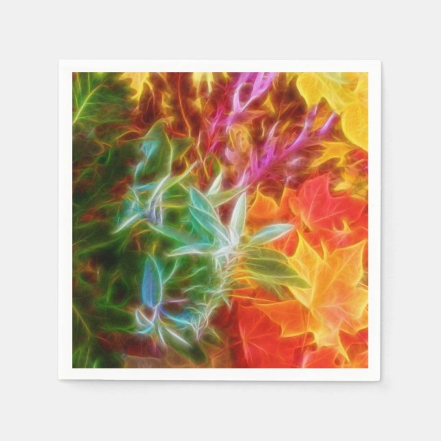 Guardanapo De Papel Fractal Autumn deixa o arco-íris (Frente)