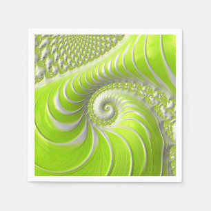 Guardanapo De Papel Fractal espiral do Verde limão moderno abstrato