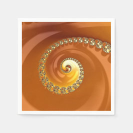 Guardanapo De Papel Fractal Espiral Gradiente Laranja Dourado abstrato
