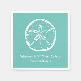 Guardanapo De Papel Fraldas de casamento da praia em dólar e azul turq