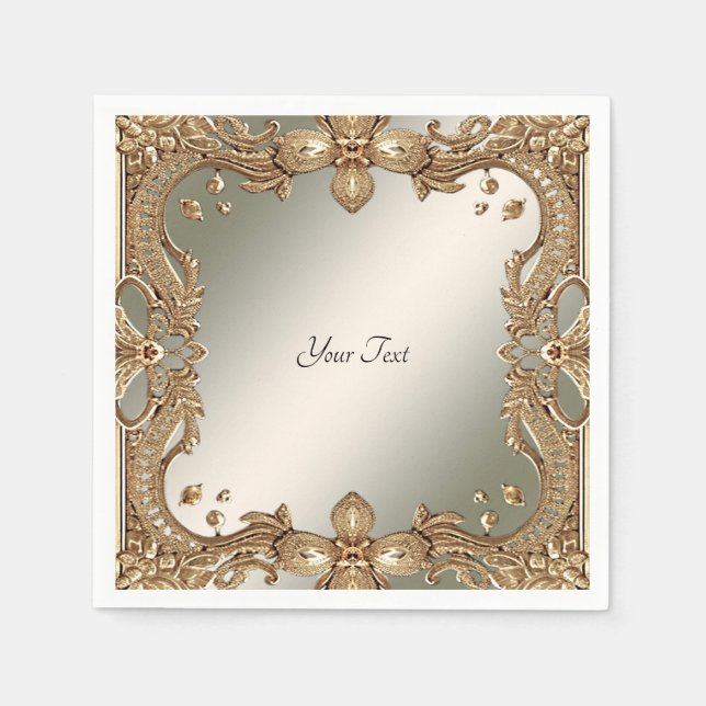 Guardanapo De Papel Frame de Ornamentado Dourado Napkins (Frente)