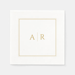 Guardanapo De Papel Frame Dourado Elegante e Iniciais Favor de Casamen