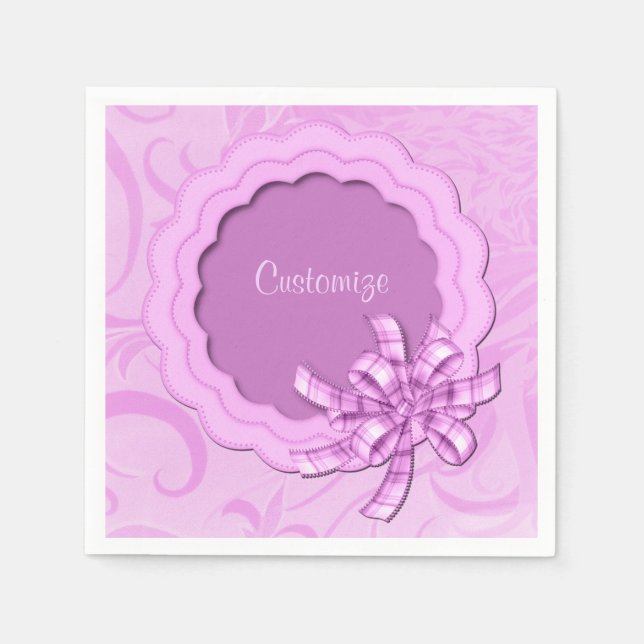 Guardanapo De Papel Frame Napkins Scalloped Rosa Personalizado (Frente)