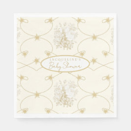 Guardanapo De Papel Francês Floral Elegante Ivory Dourada Personalizad