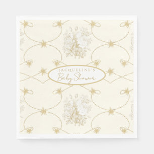 Guardanapo De Papel Francês Floral Elegante Ivory Dourada Personalizad