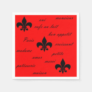 Guardanapo De Papel Francês inspirado em preto no vermelho