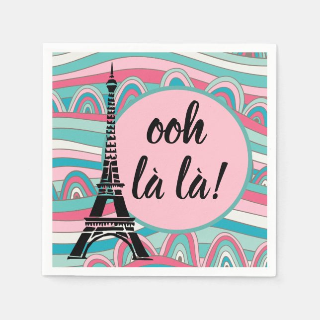 Guardanapo De Papel Francês Ooh la la!/ Monograma com Torre Eiffel (Frente)