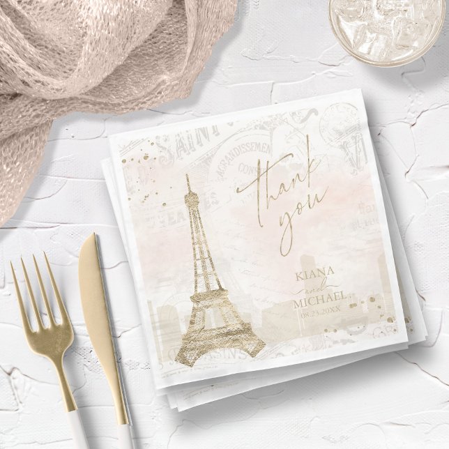 Guardanapo De Papel Francês Romance Wedding Obrigado Blush ID870 (Criador carregado)