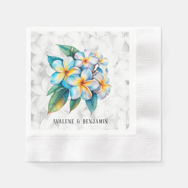 Guardanapo De Papel Frangipani Floral Havaiana Personalizado (Frente)