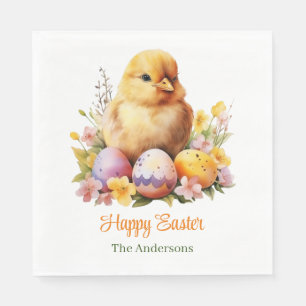 Guardanapo De Papel Frango Amarelo Cinto Aquarela com Ovos