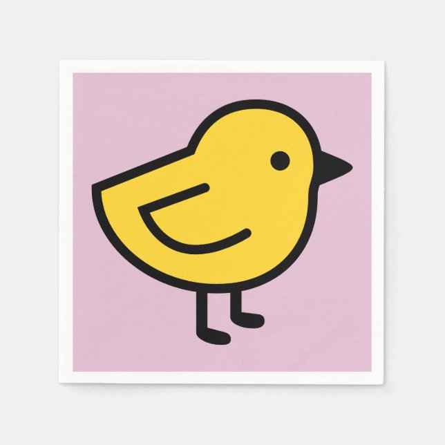Guardanapo De Papel Frango Amarelo Em Um Fundo Rosa (Frente)