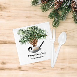 Guardanapo De Papel Frango de Aquarela no Pinecone Feliz Natal