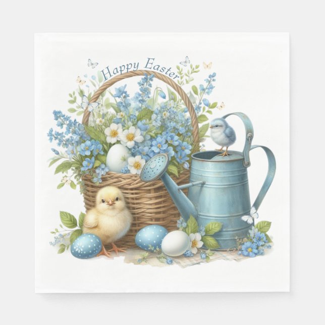 Guardanapo De Papel Frango de Páscoa Personalizado em Aquarela (Frente)