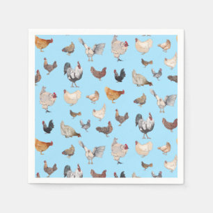 Guardanapo De Papel Frango Feliz Padrão em Azul