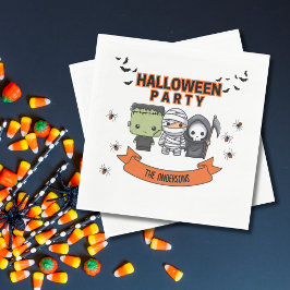 Guardanapo De Papel Frankenstein Mummy Grim Reaper Spooky Halloween