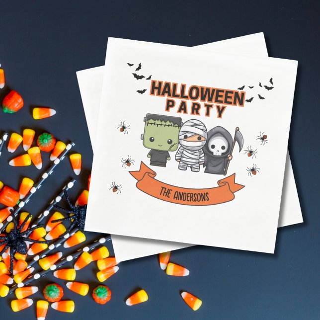 Guardanapo De Papel Frankenstein Mummy Grim Reaper Spooky Halloween (Criador carregado)