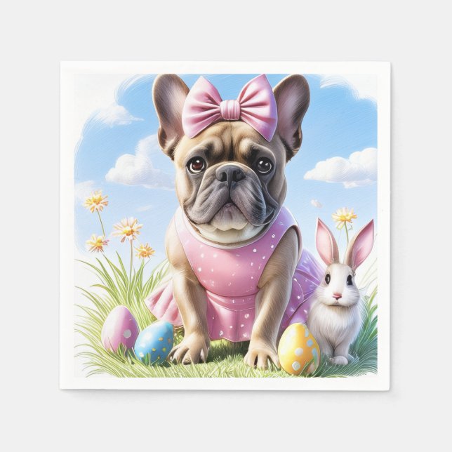 Guardanapo De Papel Französische Bulldogge Frohe Ostern French Bulldog (Frente)