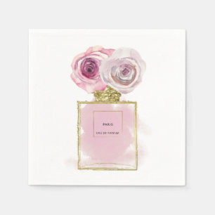 Guardanapo De Papel Frasco de Perfume de Moda Floral Rosas Cor-de-Rosa