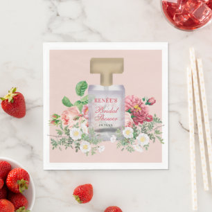 Guardanapo De Papel Frasco de Perfume Rosa Corado Chuveiro Floral de N