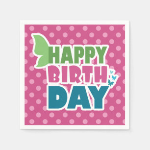Guardanapo De Papel Frascos de papel de feliz aniversário de bolinhas
