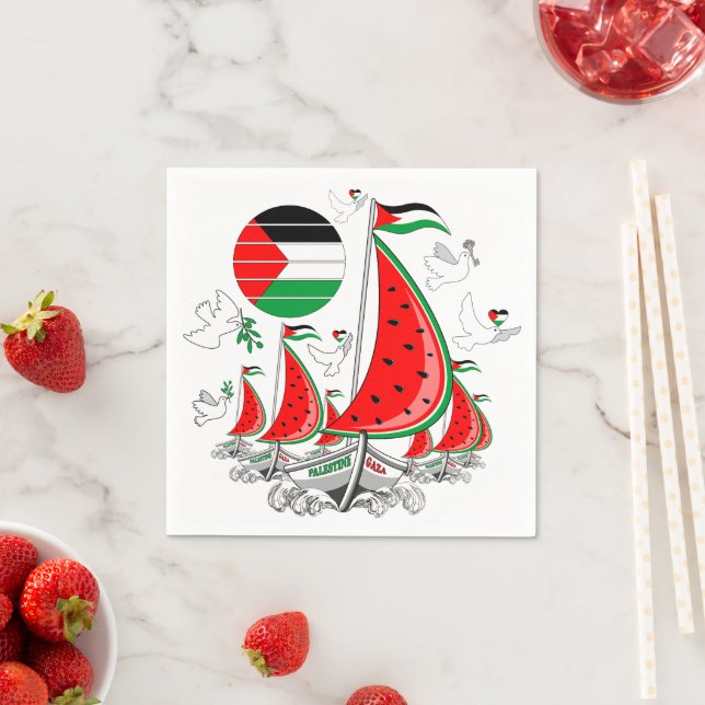 Guardanapo De Papel Freedom Global Sumud Flotilla Boats para Gaza (Insitu)