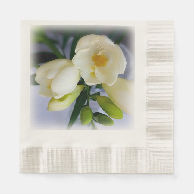Guardanapo De Papel freesia amarela branca (Frente)