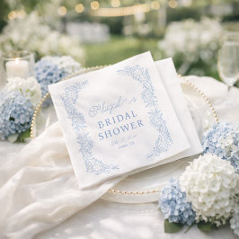 Guardanapo De Papel French Blue Hydrangea Bridal Shower Napkin