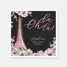 French Floral Oh la la Bridal Shower Paper Napkin