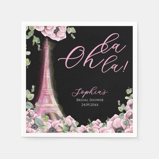 Guardanapo De Papel French Floral Oh la la Bridal Shower Paper Napkin (Frente)