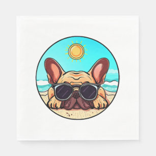 Guardanapo De Papel Frenchie gostando da praia