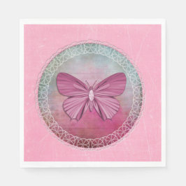 Guardanapo De Papel Frente Rosa-borboleta Elegante Napkins