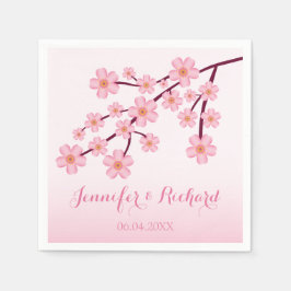 Guardanapo De Papel Fresca-Rosa Sakura com Nomes Casados