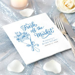 Guardanapo De Papel Fresh Off The Market Dusty Blue Bridal Shower<br><div class="desc">Dusty blue whimsical floral hand-drawn bridal shower paper napkins "Fresh off the Market"</div>