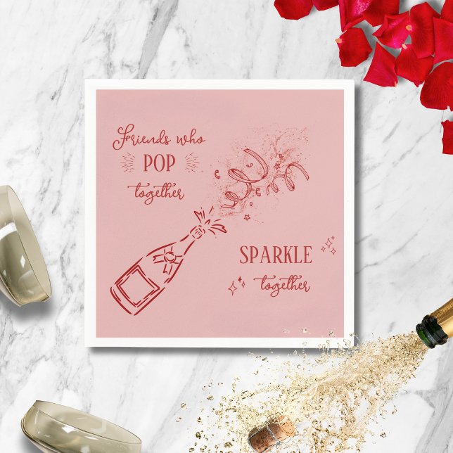 Guardanapo De Papel Friends Who Pop Sparkle Galentine Pink (Criador carregado)