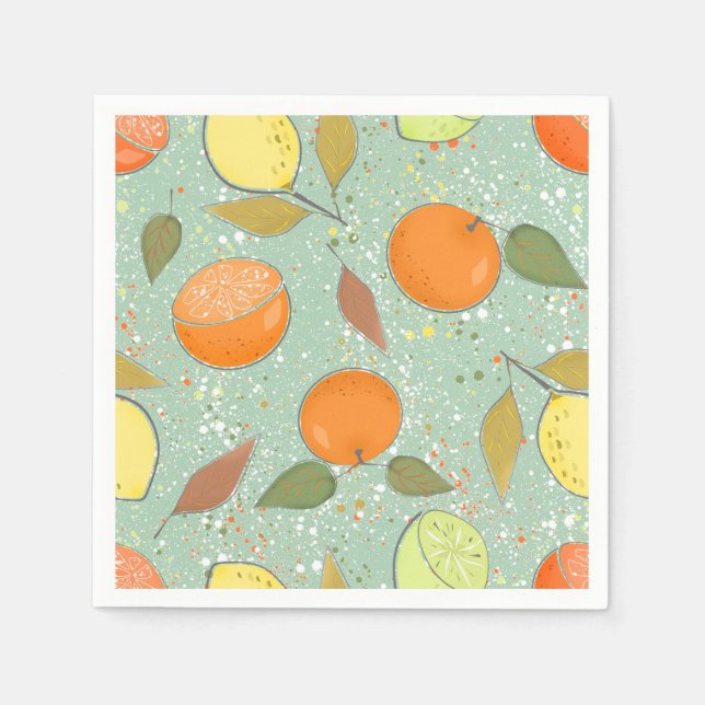Guardanapo De Papel Fruta com limões, laranjas (Frente)