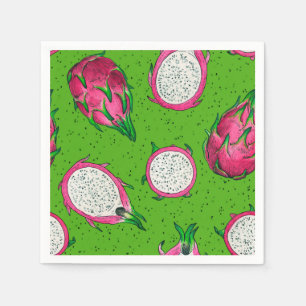 Guardanapo De Papel Fruta de dragão vermelho em verde
