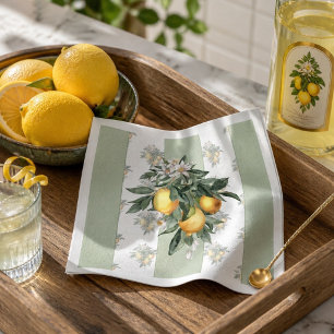 Guardanapo De Papel Fruta Limão   Listras Verdes e Brancas