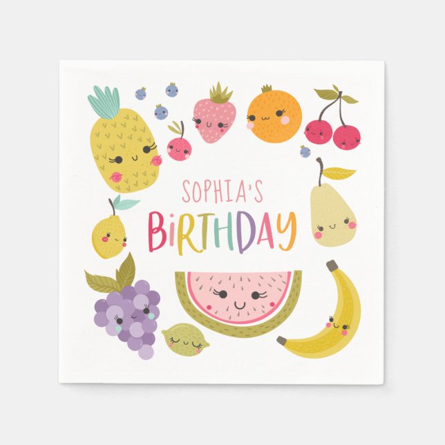 Guardanapo De Papel Fruta moderna Birthday Napkins (Frente)