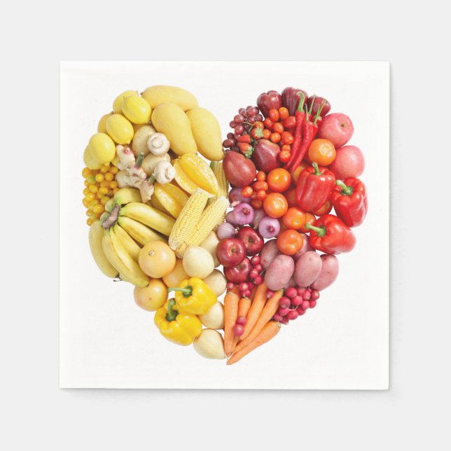 Guardanapo De Papel Frutas e Coração Vegetal (Frente)