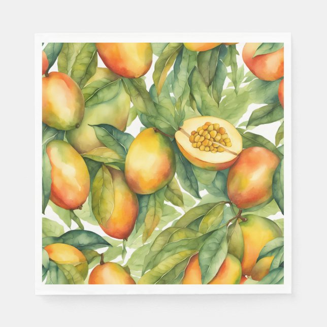 Guardanapo De Papel Frutas e Folhas de Manga  (Frente)
