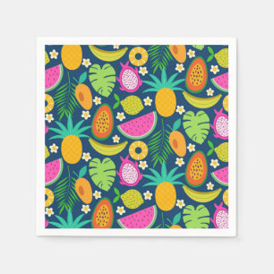 Guardanapo De Papel Frutas tropicais de abacaxi banana melancia 