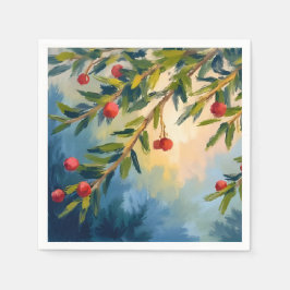 Guardanapo De Papel Frutas Vermelhas & Verdura | Feliz Natal