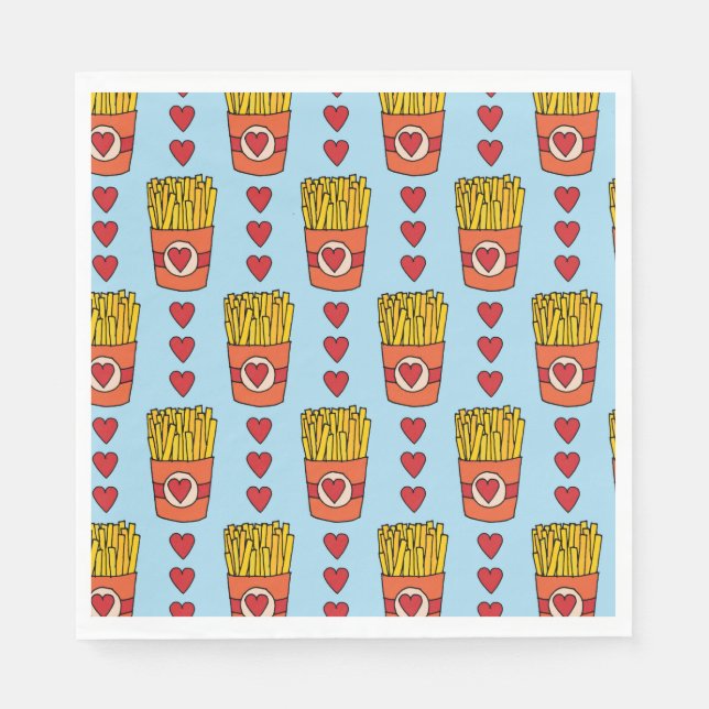 Guardanapo De Papel Fry Day I'm in Love | Punny Cartoon French Fries S (Frente)