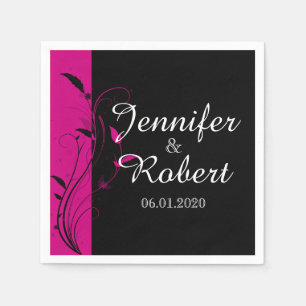 Guardanapo De Papel Fuchsia Black Floral Filigree Wedkin