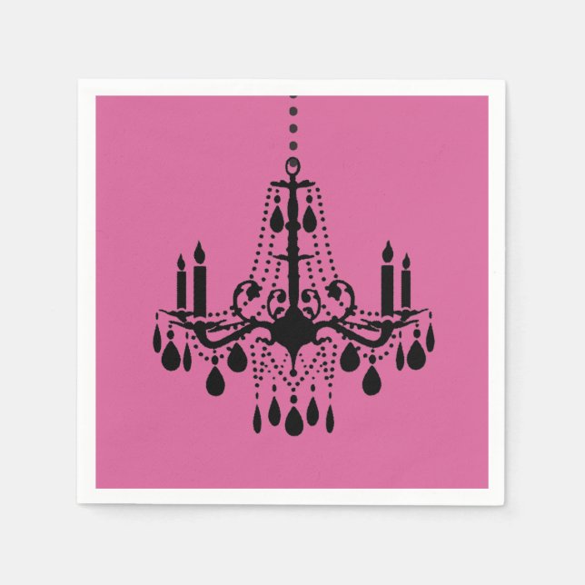 Guardanapo De Papel Fuchsia e Black Chandelier Napkin (Frente)