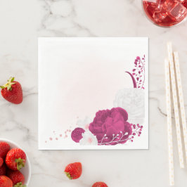 Guardanapo De Papel fuchsia e casamento floral branco