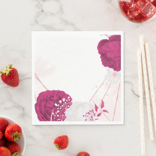 Guardanapo De Papel fuchsia e casamento floral branco