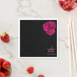 Guardanapo De Papel Fuchsia Negra Moderna e Casamento Branco-